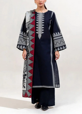 Grace Z-(W607)- Stitched Embroidered 3pc Marina Dress With Printed Shawl.